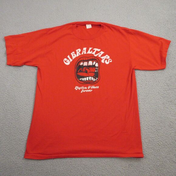 VTG‎ Gibraltars Rhythm Blues Forever T-shirt size L Single Stitch Band Concert - Picture 1 of 8